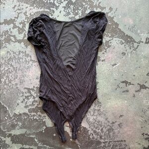 Forever 21 Gray Ruched Asymmetrical Bodysuit